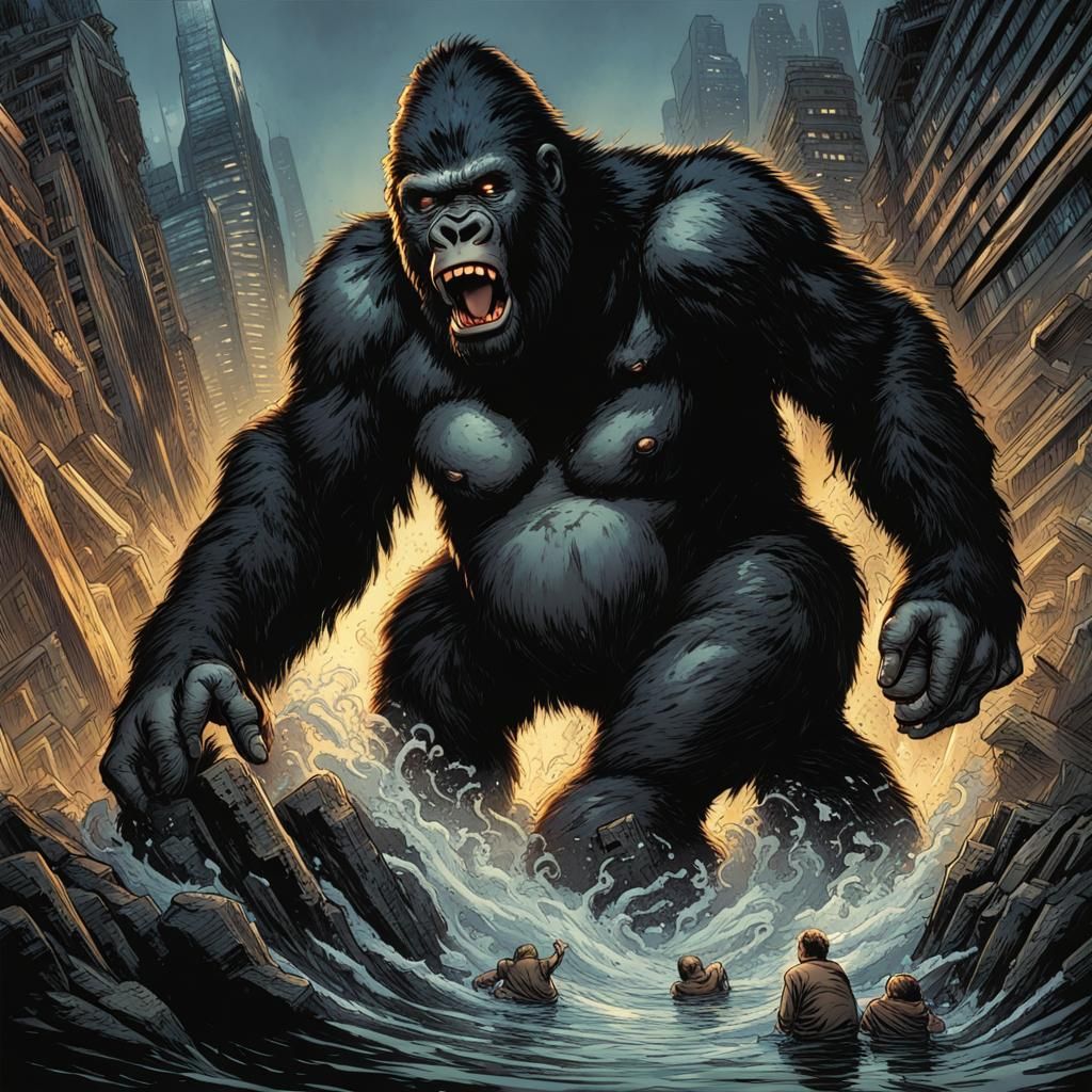 King Kong in Comic Book Art Style