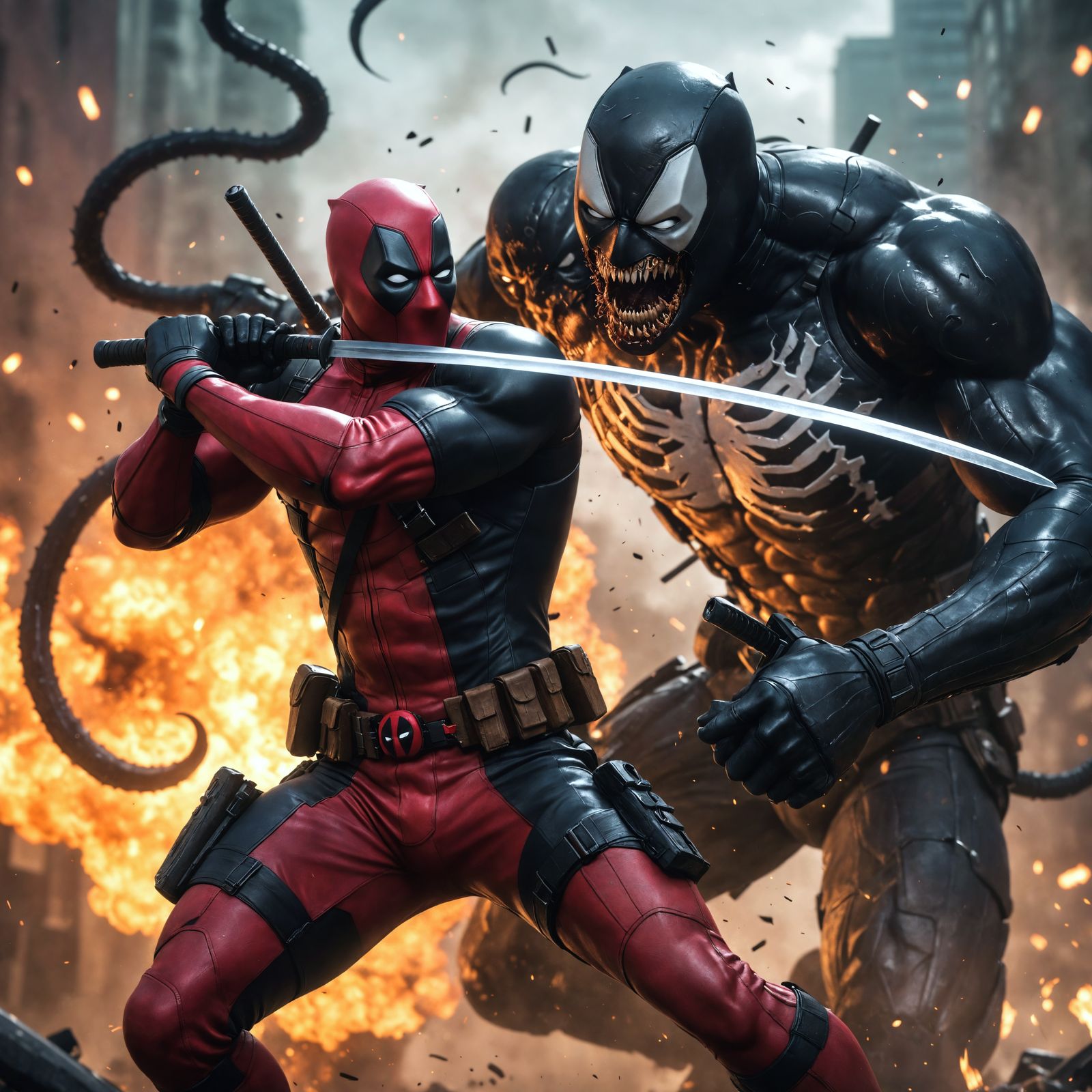 Deadpool vs Venom: Ultra-Realistic Action Scene