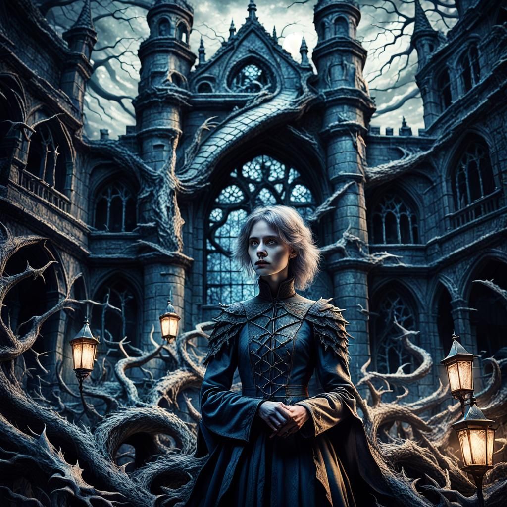 Mysterious Dragon Lady in Abandoned Castle