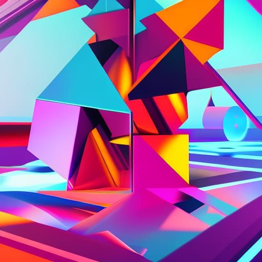 Cubist Summer Romance After Space War in Art Deco Style