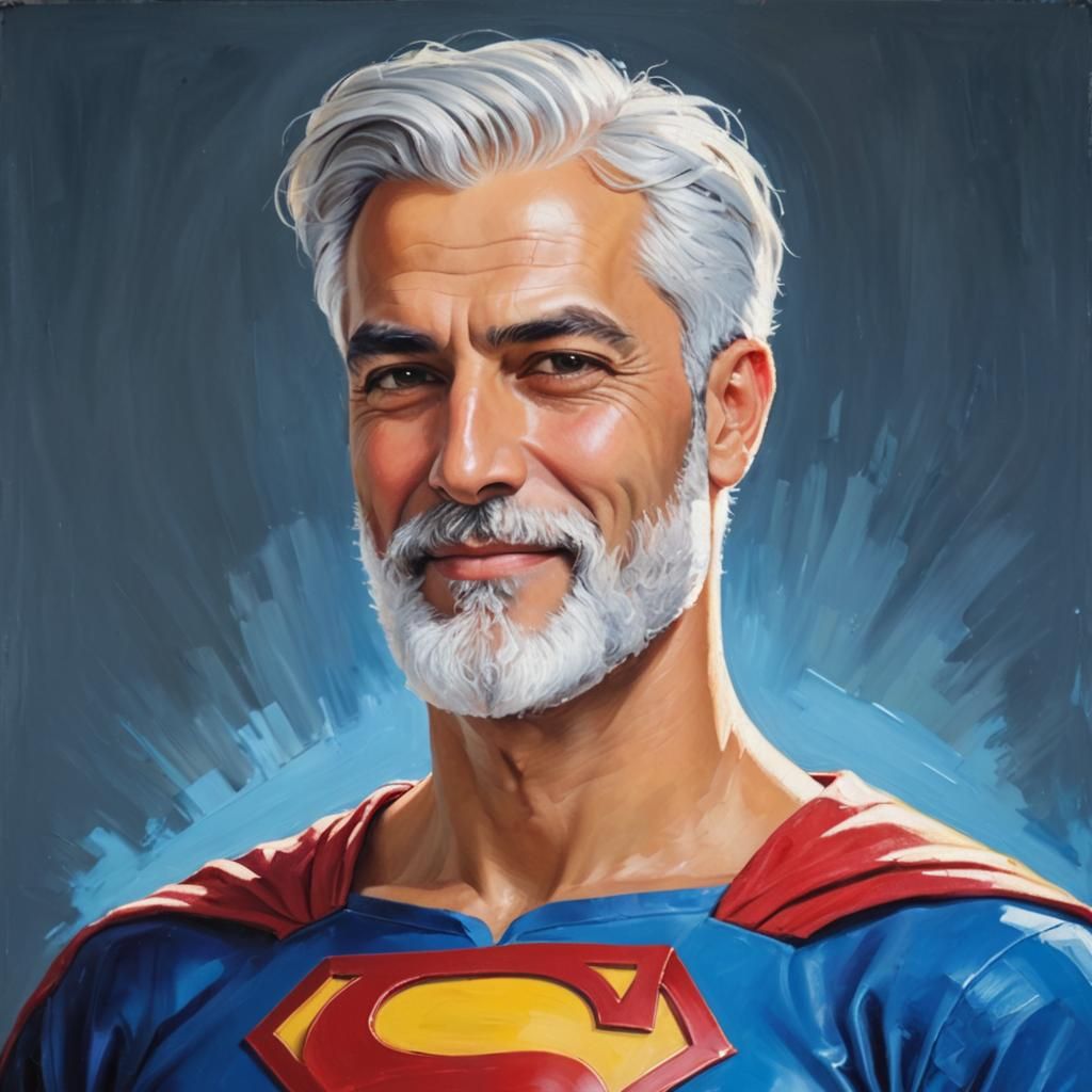 Joyful Silver-Haired Man in Neo-Expressionist Portrait