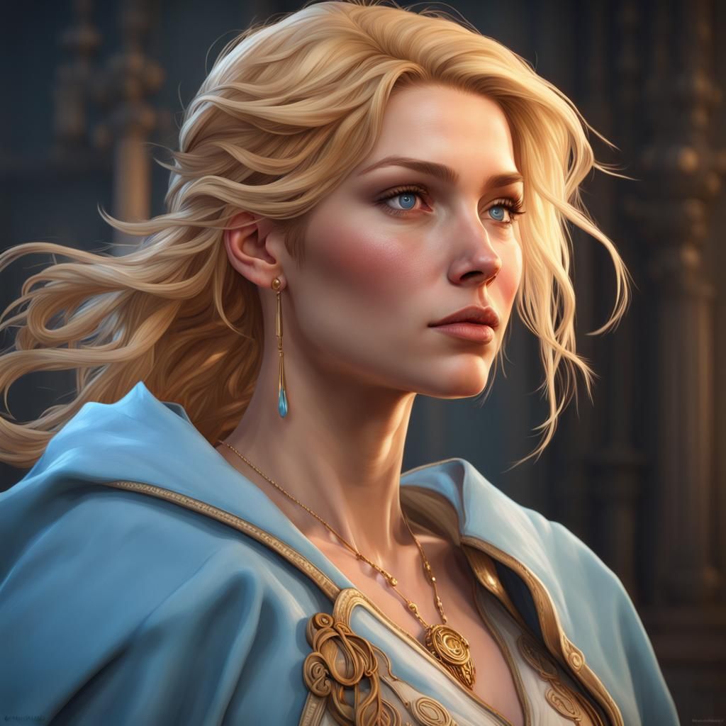 Detailed Portrait of a Gold-Haired Woman