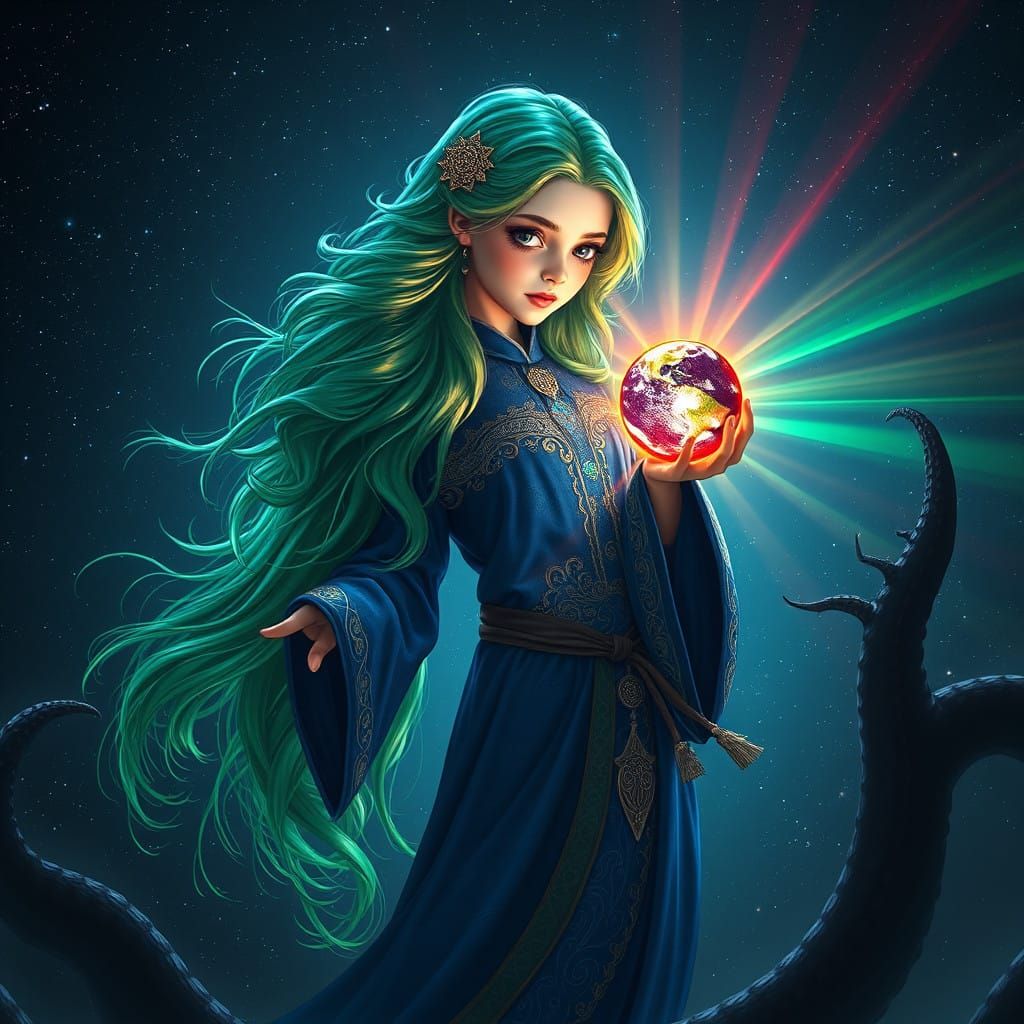 Mystical Wizardess Surveys the Cosmos with Earth and Ruby Or...