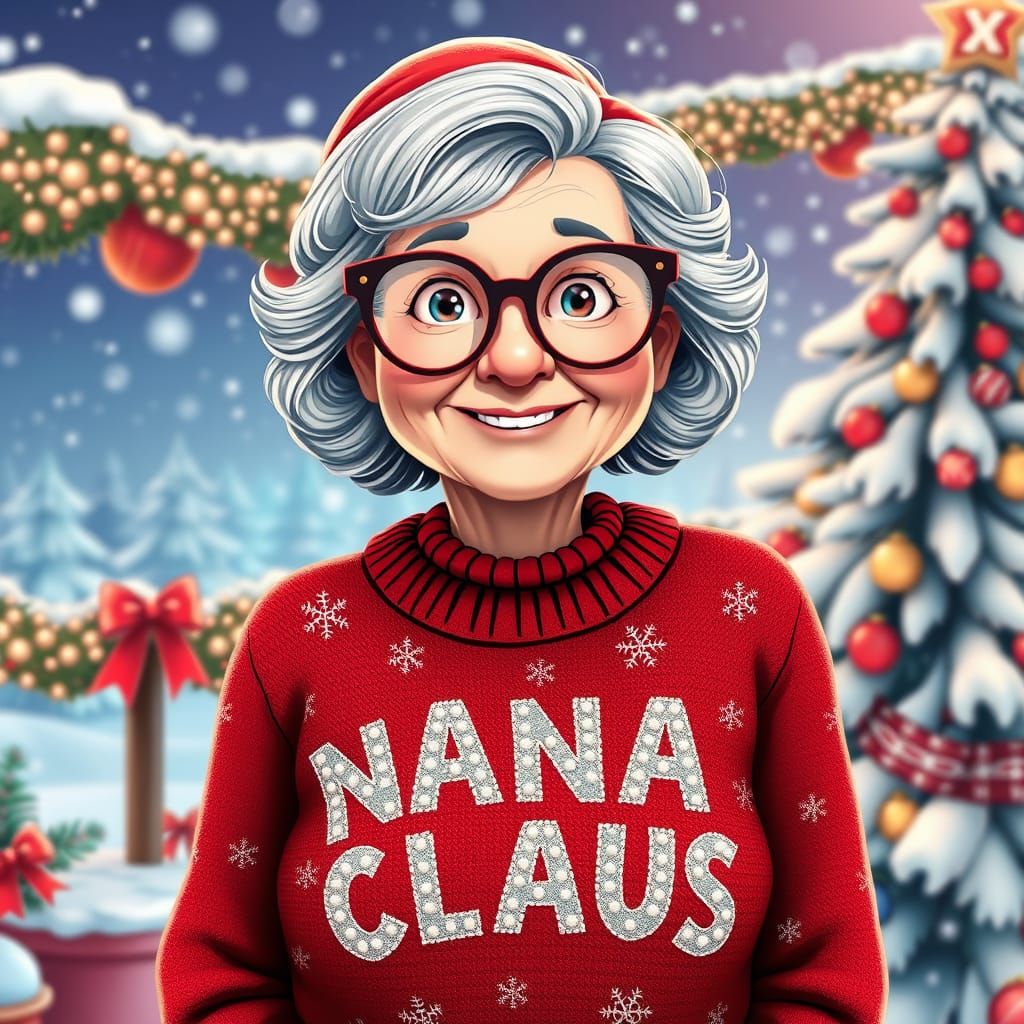 Festive 'Nana Claus' Portrait in Digital Art Style