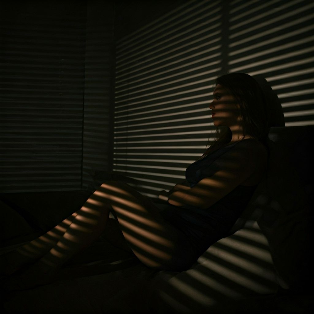 High Contrast Woman in Shadow and Light