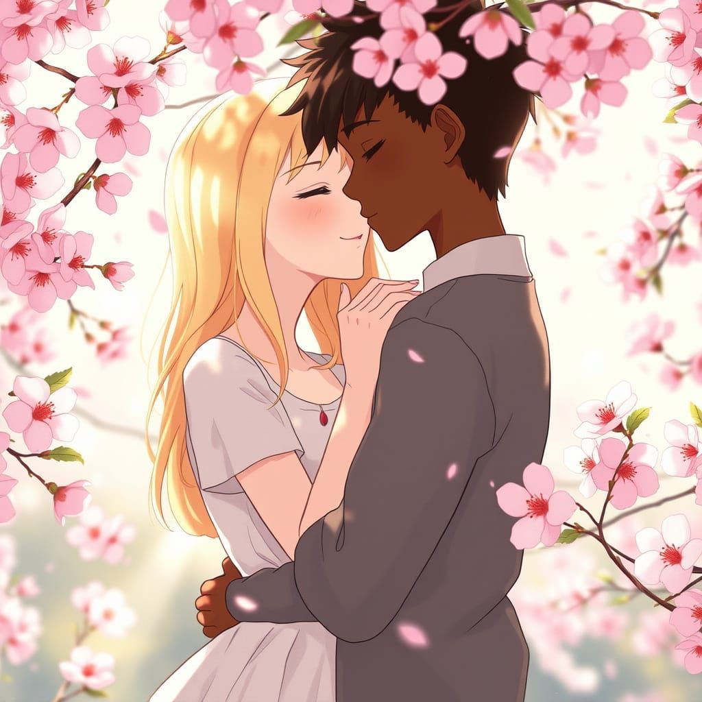 Tender Moment in Whimsical Garden