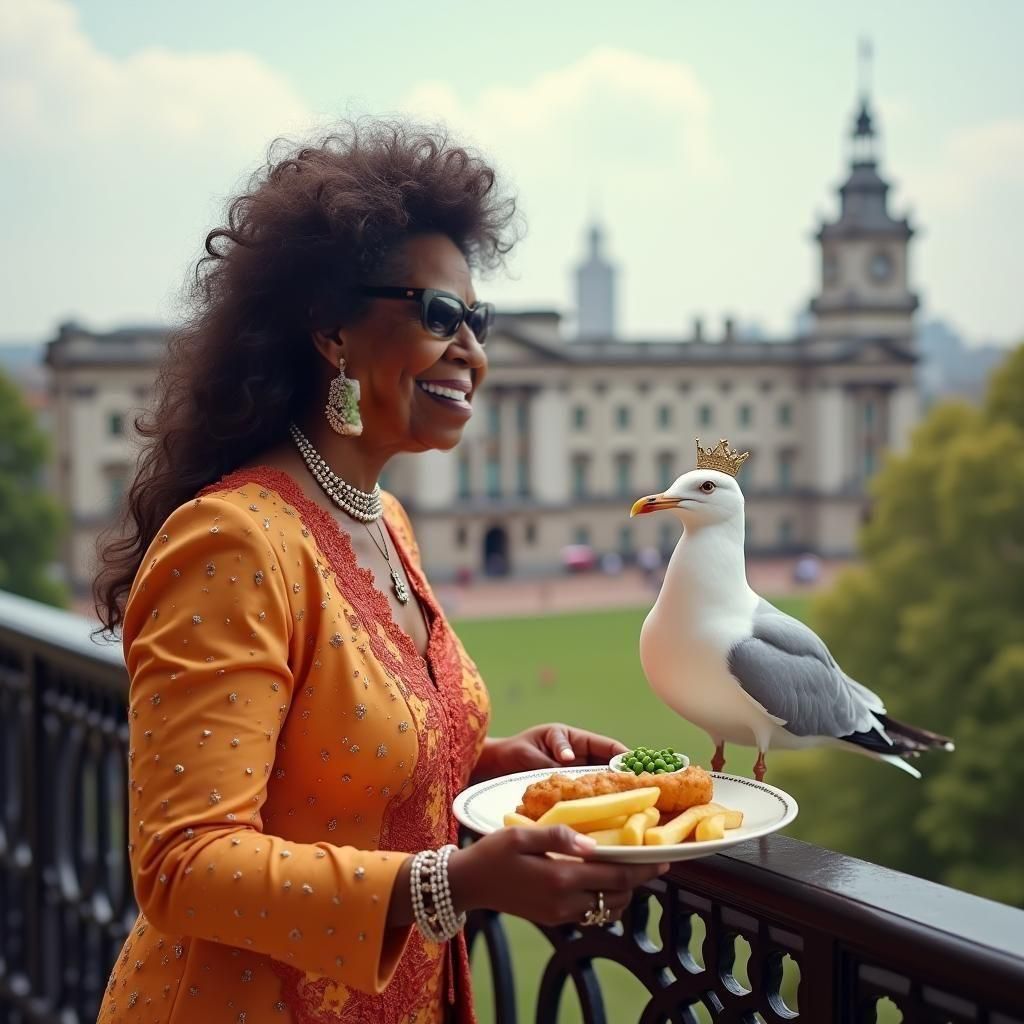 Gloria Gaynor Serves Seagull at Buckingham Palace