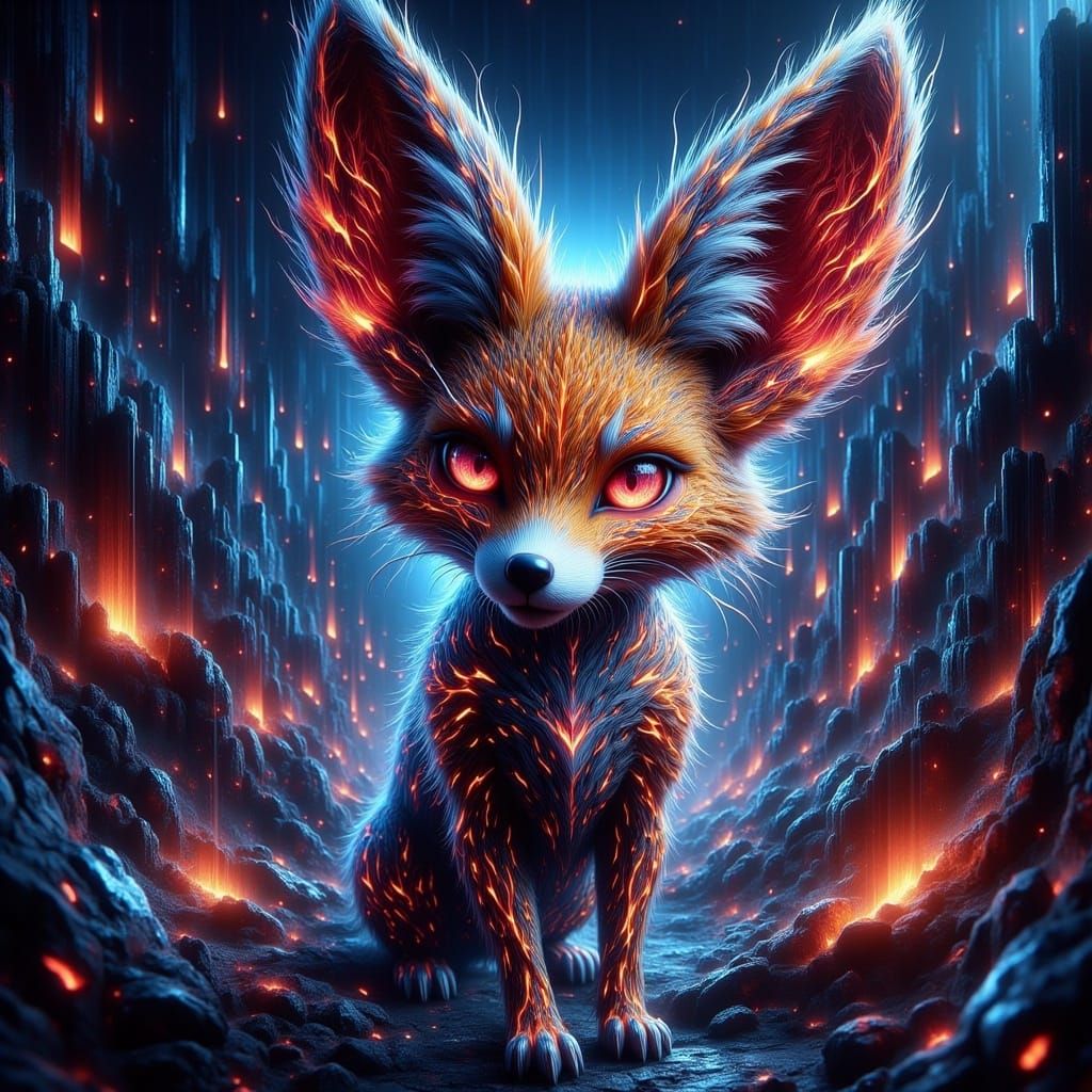 Fractal Fennec Fox in Abstract Digital Art