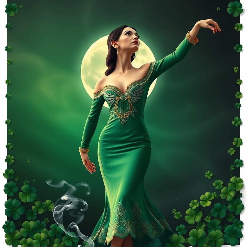 Emerald Irish Dancer Radiates Elegance in Whimsical Riverdan...