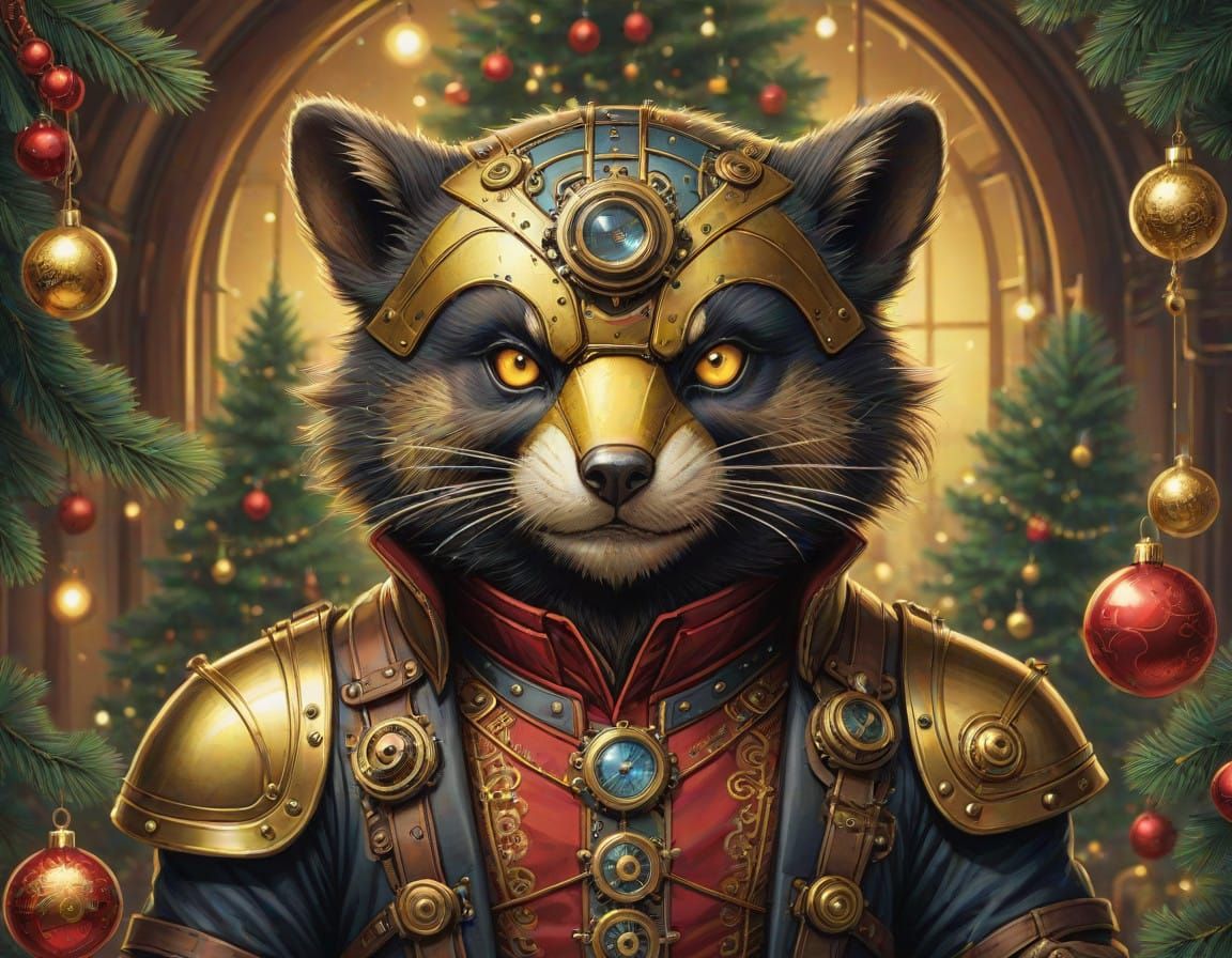 Steampunk Wolverine Celebrates Christmas in Whimsical Wonder