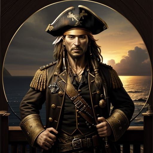 Pirate Captain in Golden Hues, Inspired by Rembrandt