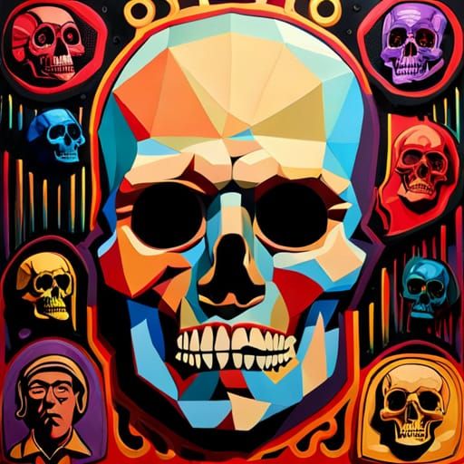 Hyperdetailed Mixed-Media Collage: Alas, Poor Yorick