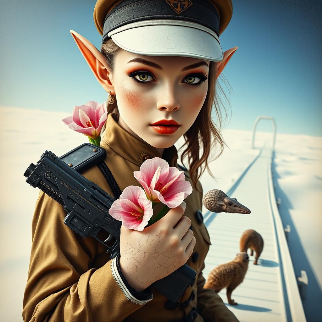 elf girl in military style