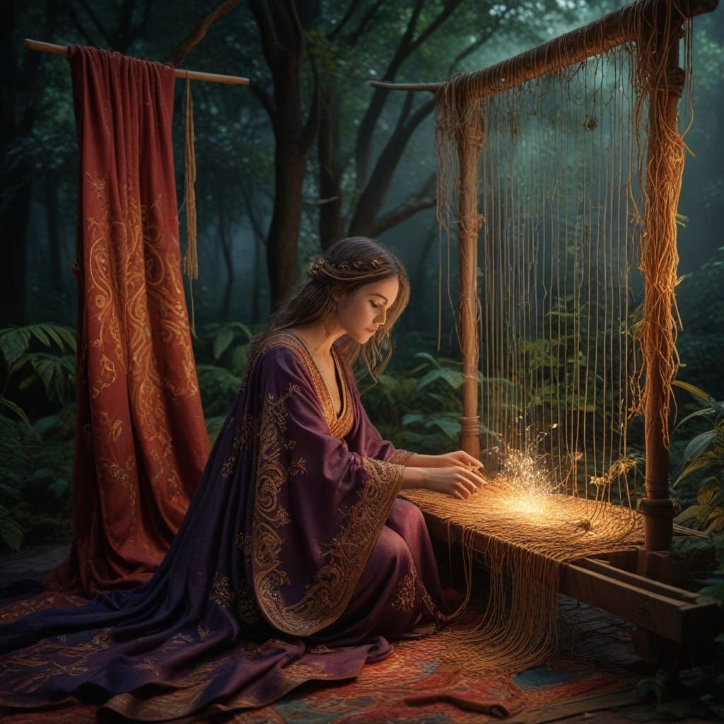 Magical Weaver in Enchanted Forest