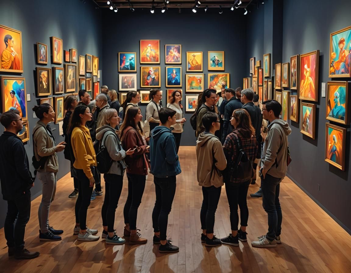 Vibrant Digital Art Exhibition in a Cinematic Style