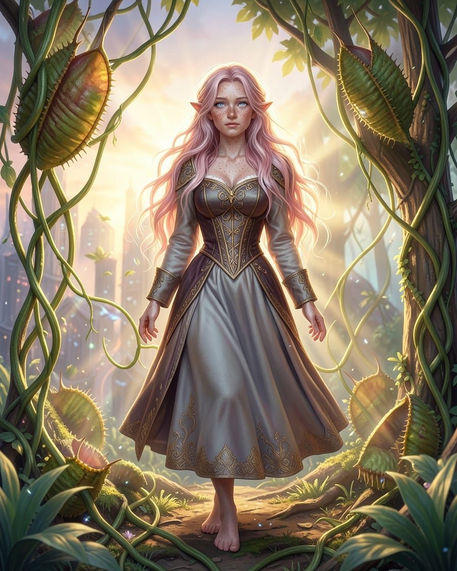 Ethereal Elf Portrait in Enchanted Forest