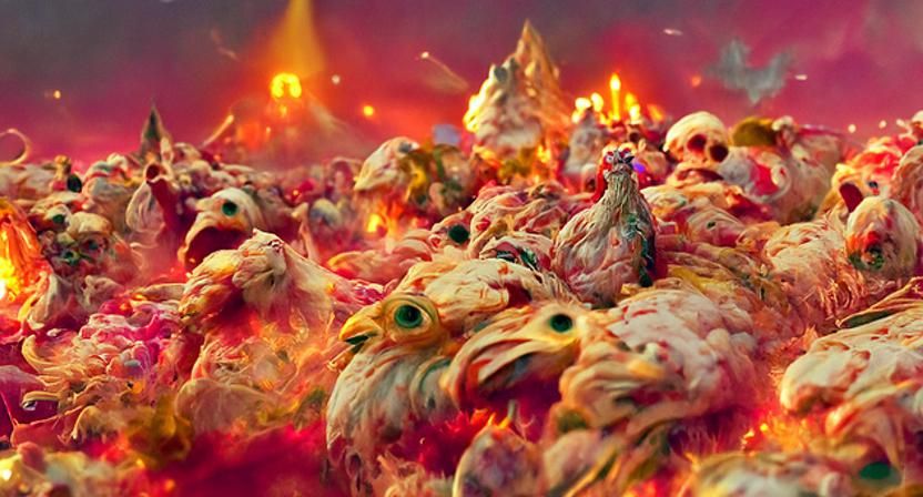 Chicken Armageddon: Vivid Colors in Matte Painting