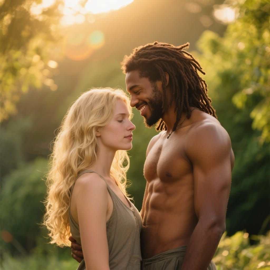 Intimate Golden Hour Moment Between Couple Outdoors
