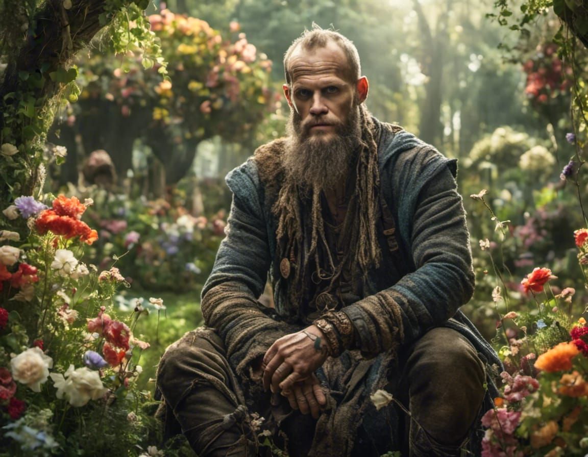 Floki the Cat in a Beautiful Garden