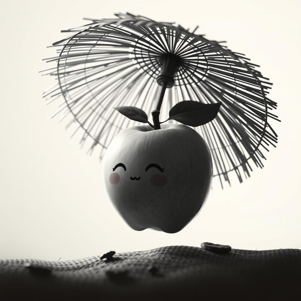 Chiaroscuro Anime: Japanese Apple with Bamboo Umbrella