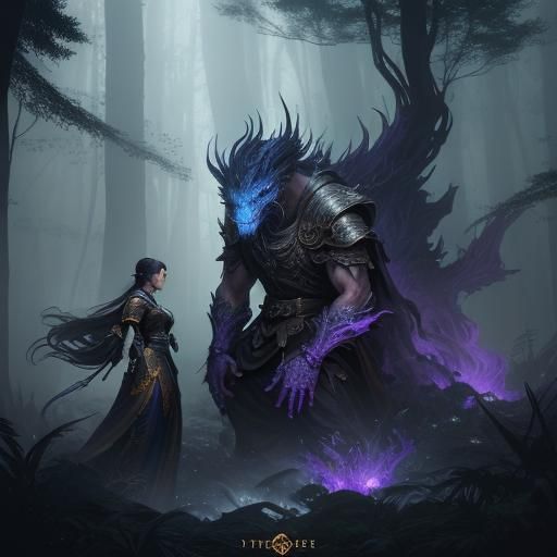 Mystical Forest: Androgynous Figures in Dark Fantasy Art