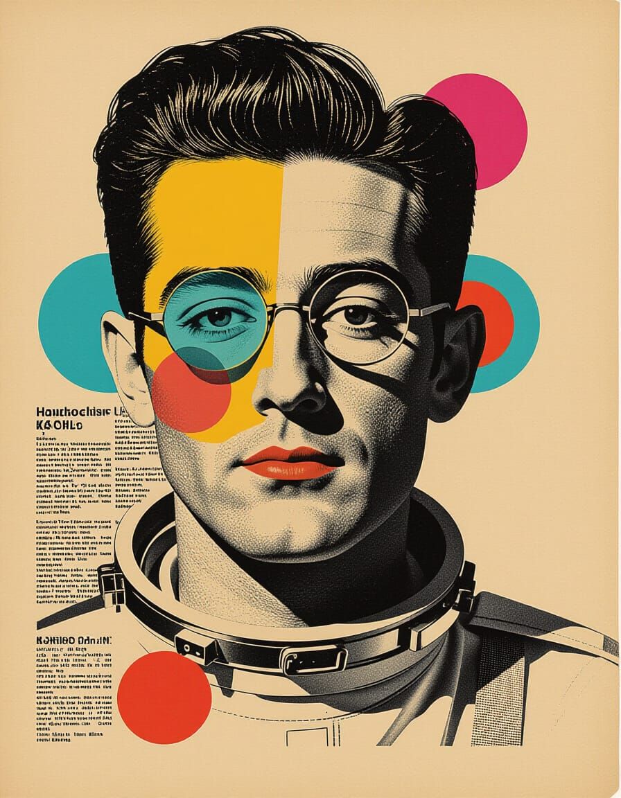 Dadaist Astronauts Collage in Pastel Colors