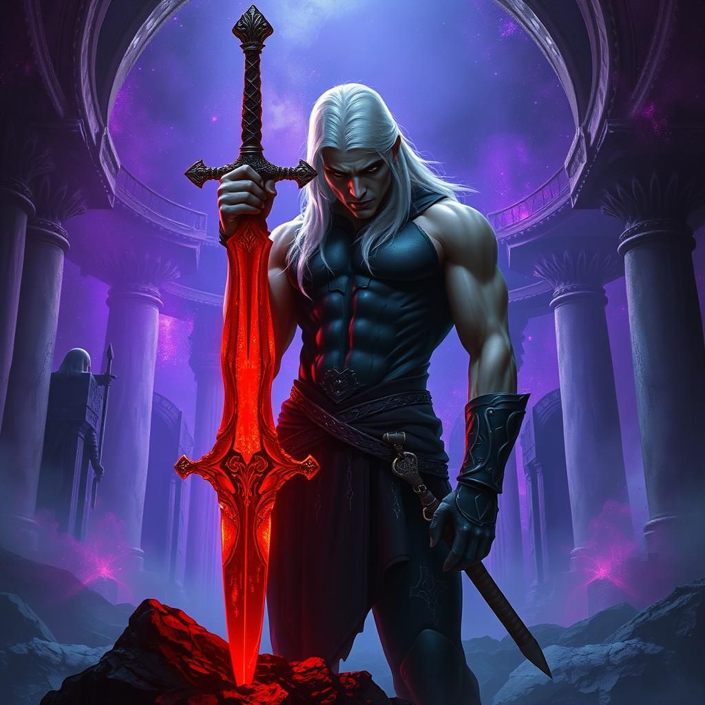 Cosmic Temple Warrior with Red Glass Sword