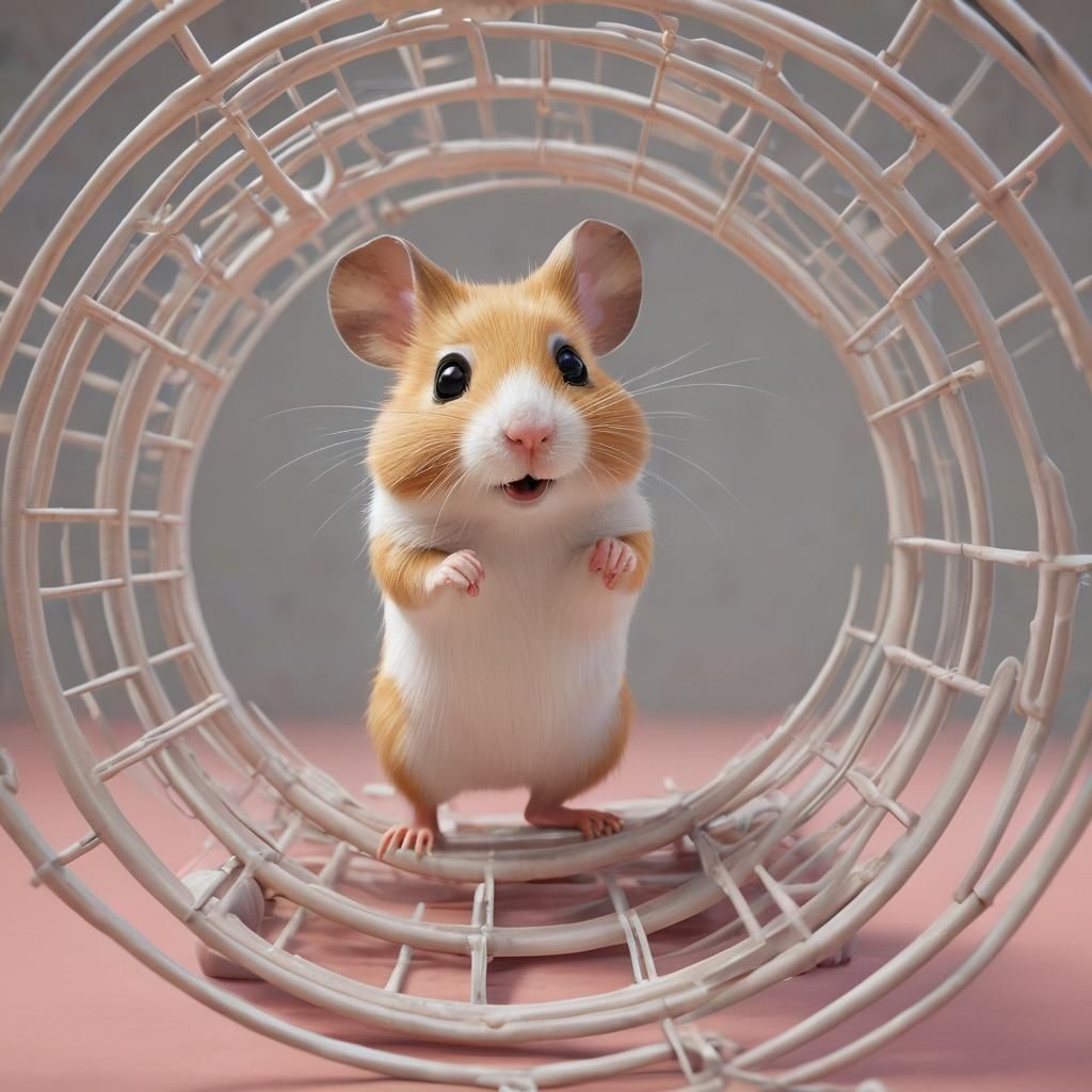 Hamster Running in Wheel: Pixar Style 3D Art