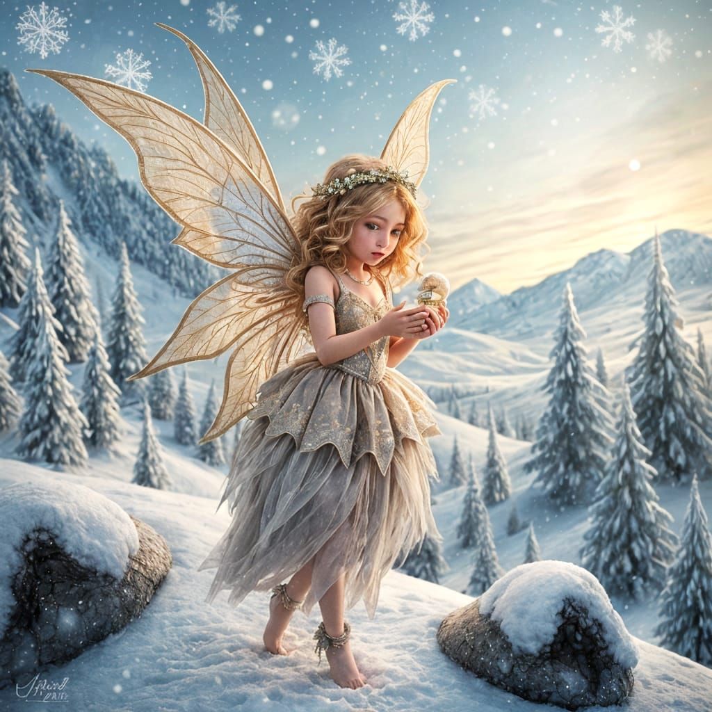 Whimsical Fairy in a Sparkling Snow Globe