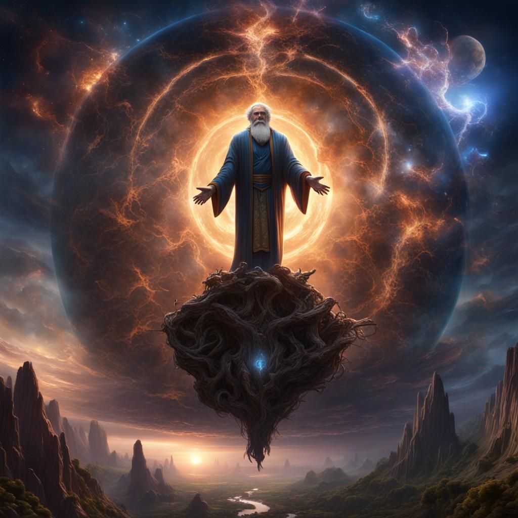 God Creating the Universe: Detailed Fantasy Art
