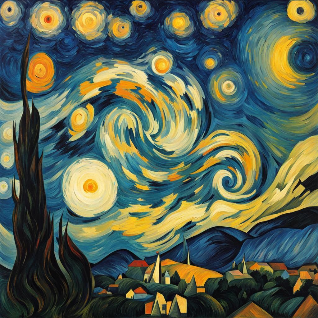 Starry Night in the style of Paul Cezanne