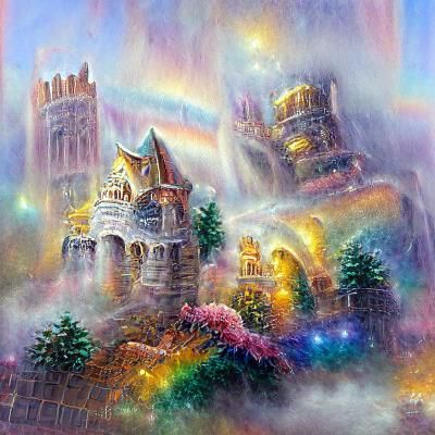 Rainbow Crystal Castle with Golden Tops