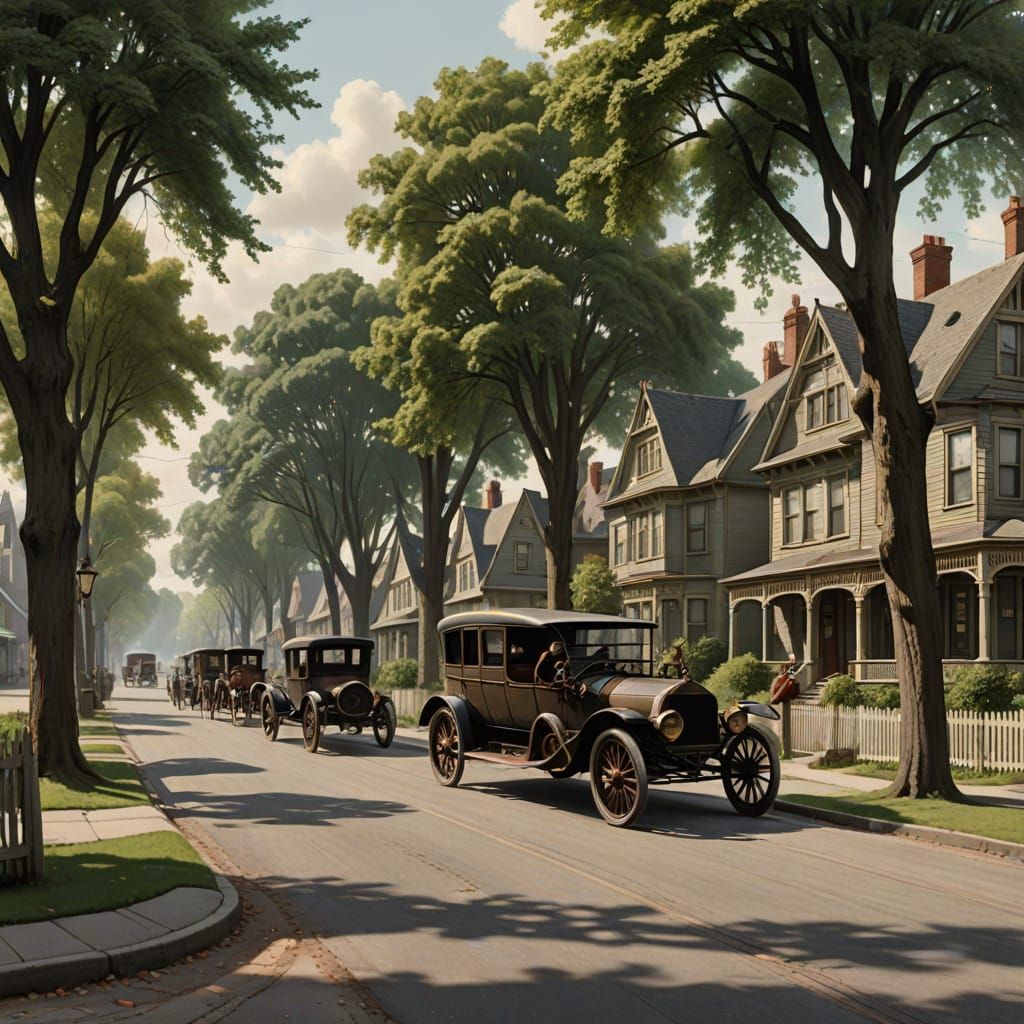 Early 20th Century Suburban Street Scene