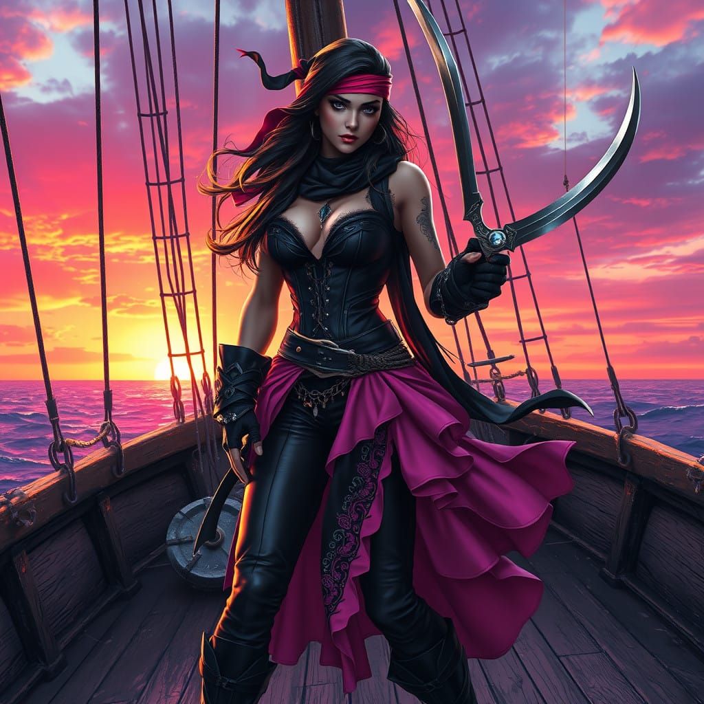 Majestic Female Pirate with Confidence and Allure