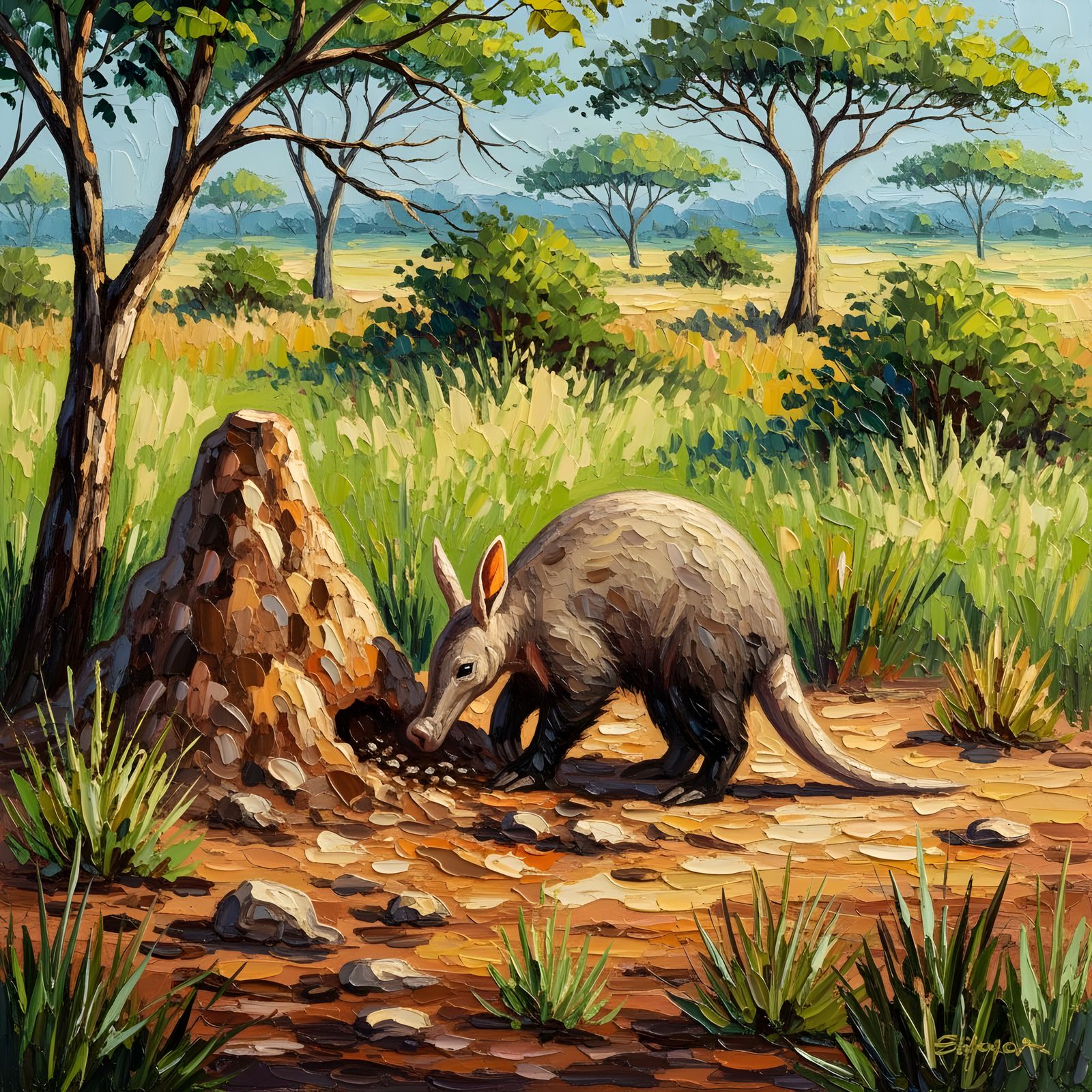 Aardvark Digging: Impasto Painting in the Wild