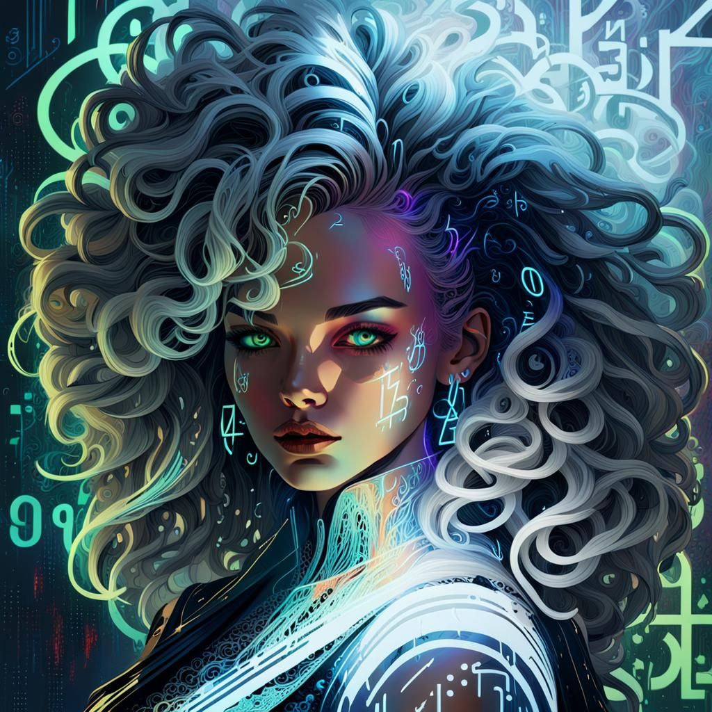 Cyberpunk Girl Portrait with Holographic Details