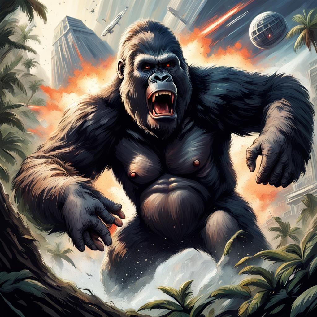 King Kong Attacks Death Star: Hyperrealistic Concept Art