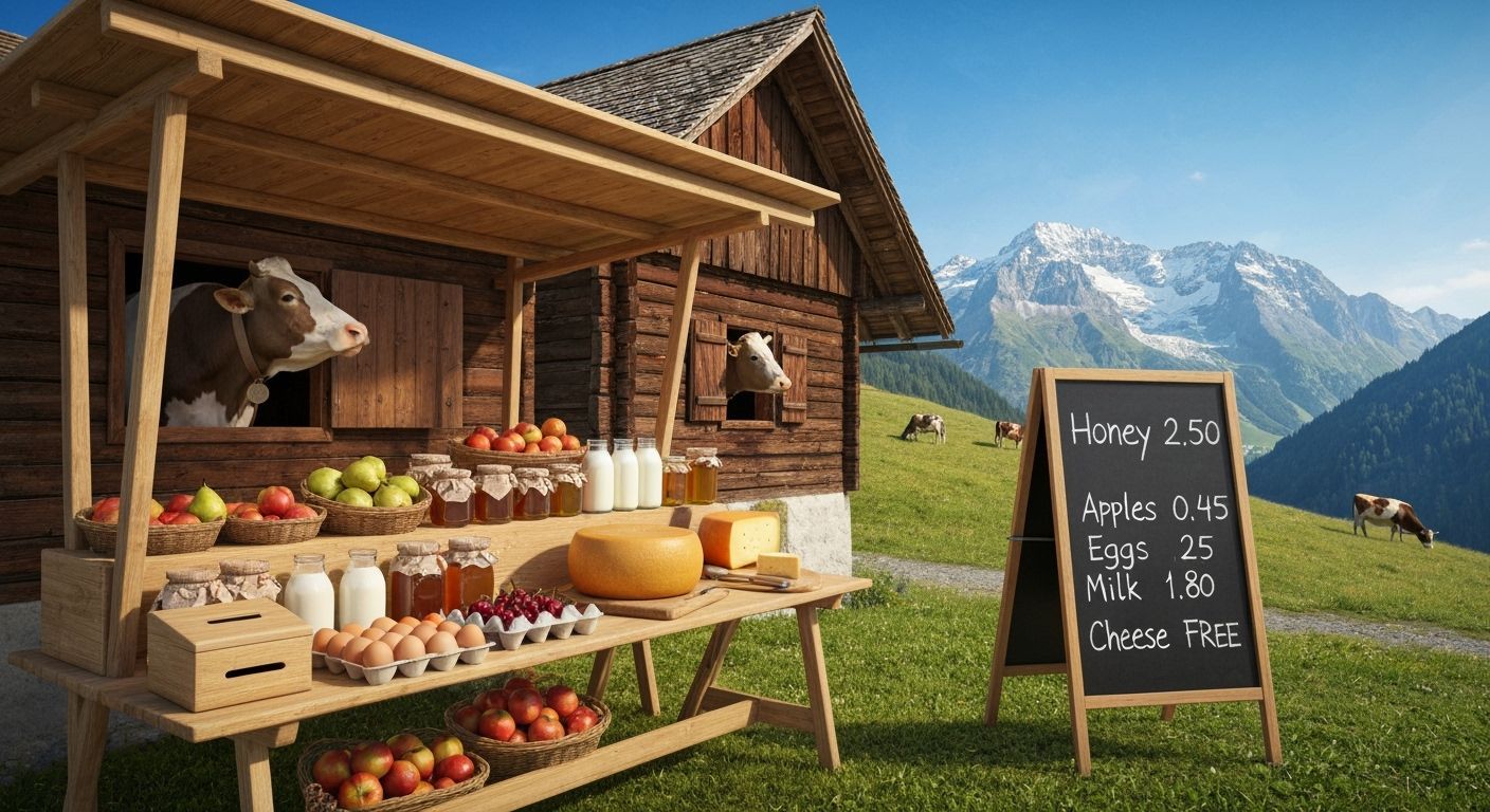 Alpine Farm Stall with Fresh Produce