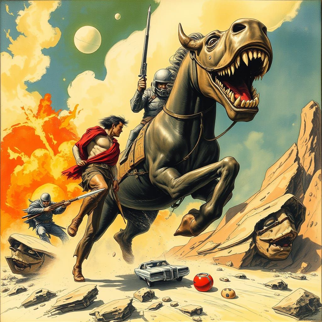 Epic Fusion of Fantasy and Sci-Fi Art