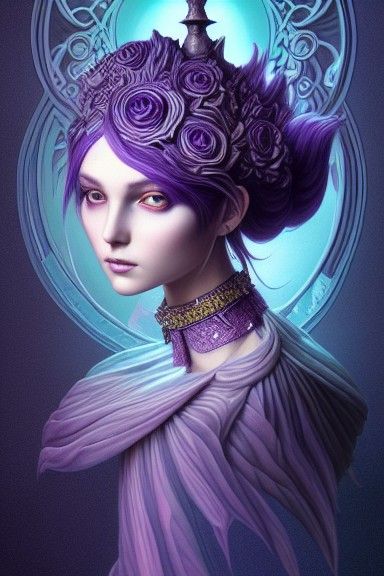 Purple Magic Goddess in Airbrush Style