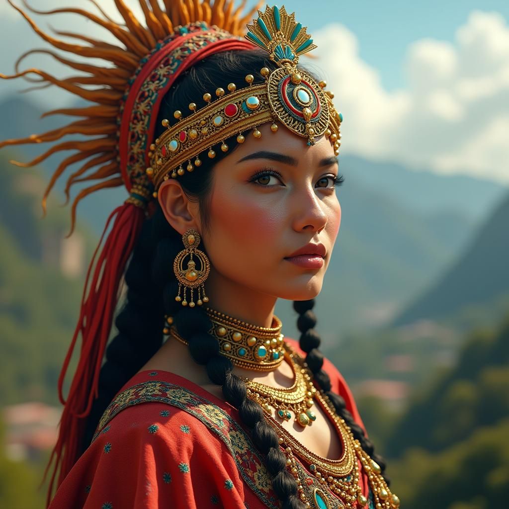 Inca Woman Portrait in Fantasy Realism Style