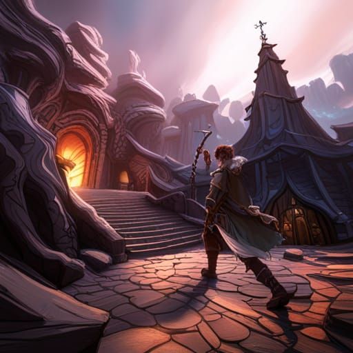Warlock and Dragon Fantasy Concept Art
