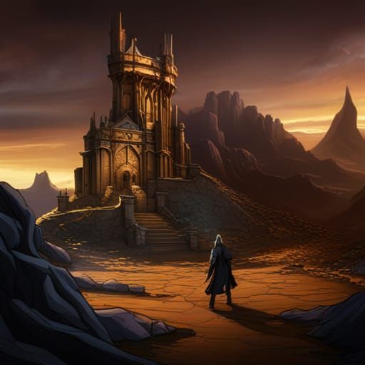 Warlock and Dragon in Detailed Matte Painting