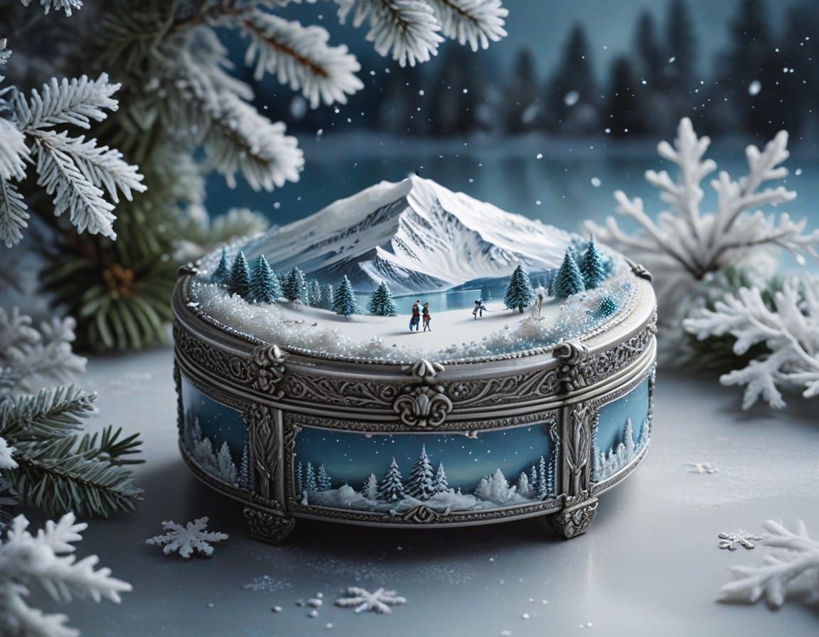 Ornate Silver Box Opens to Magical Winter Wonderland