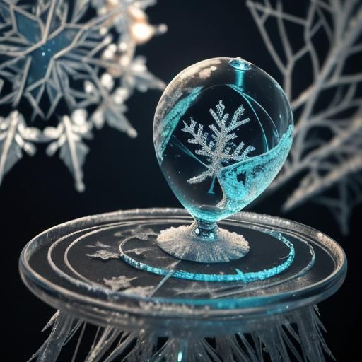 Surreal Time Traveler in Frozen Forest with Hourglass