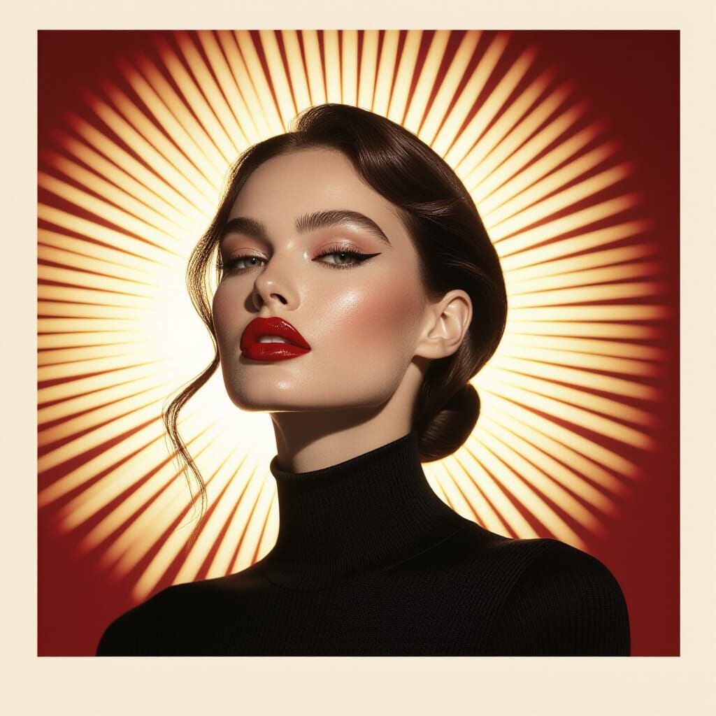 Dominant Portrait with Cinematic Lighting and Red Background