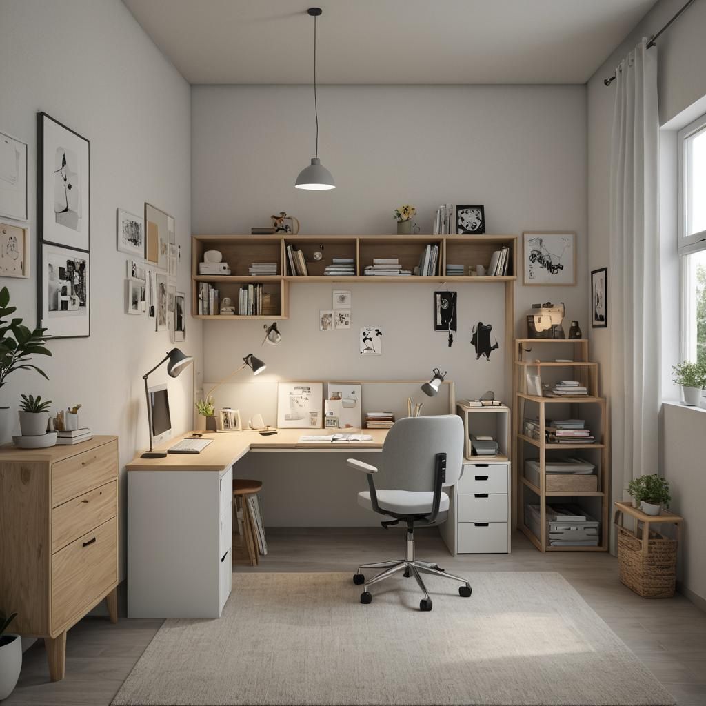 Square Room Interior with Simple Furnishings