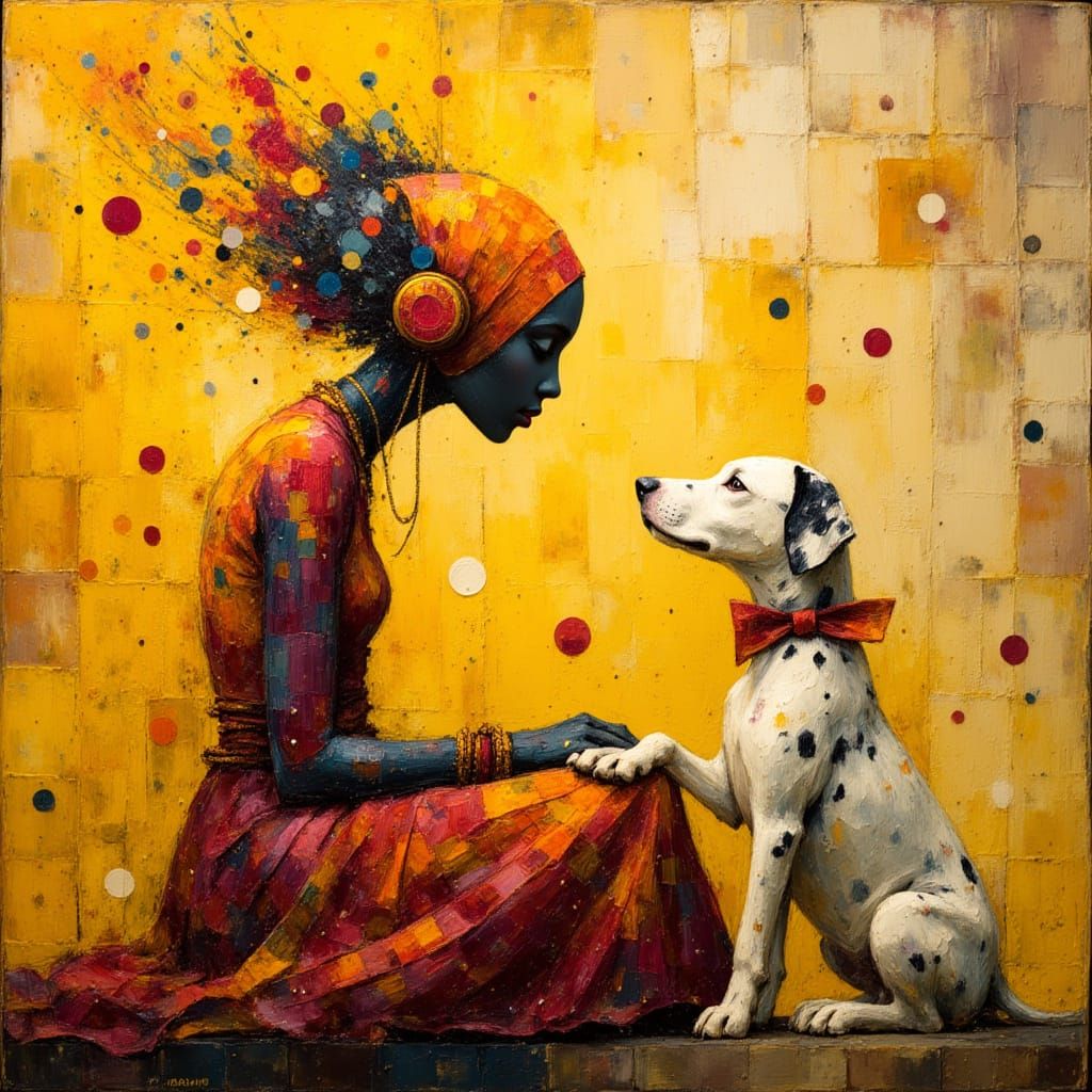 Renaissance Android Portrait with Polka Dots and Dalmatian