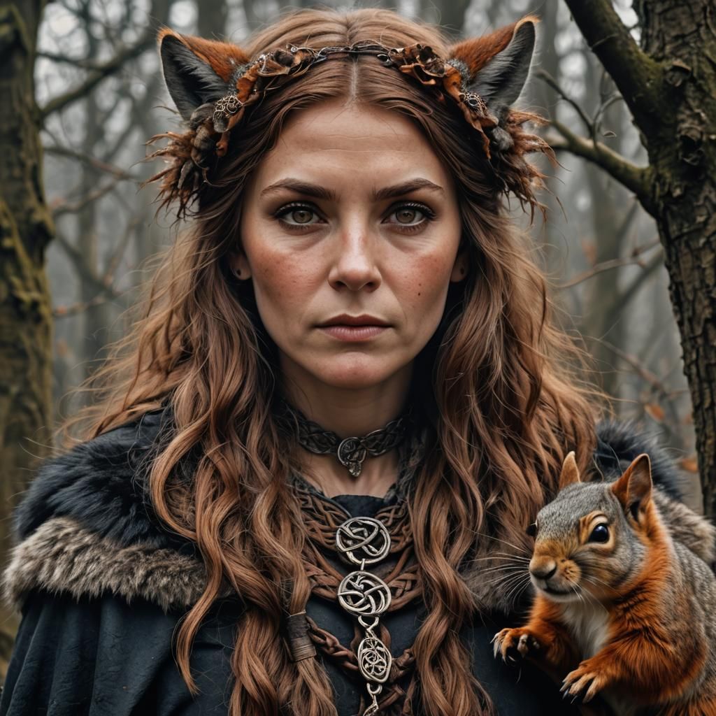 Celtic Witch with Squirrel Fur Details