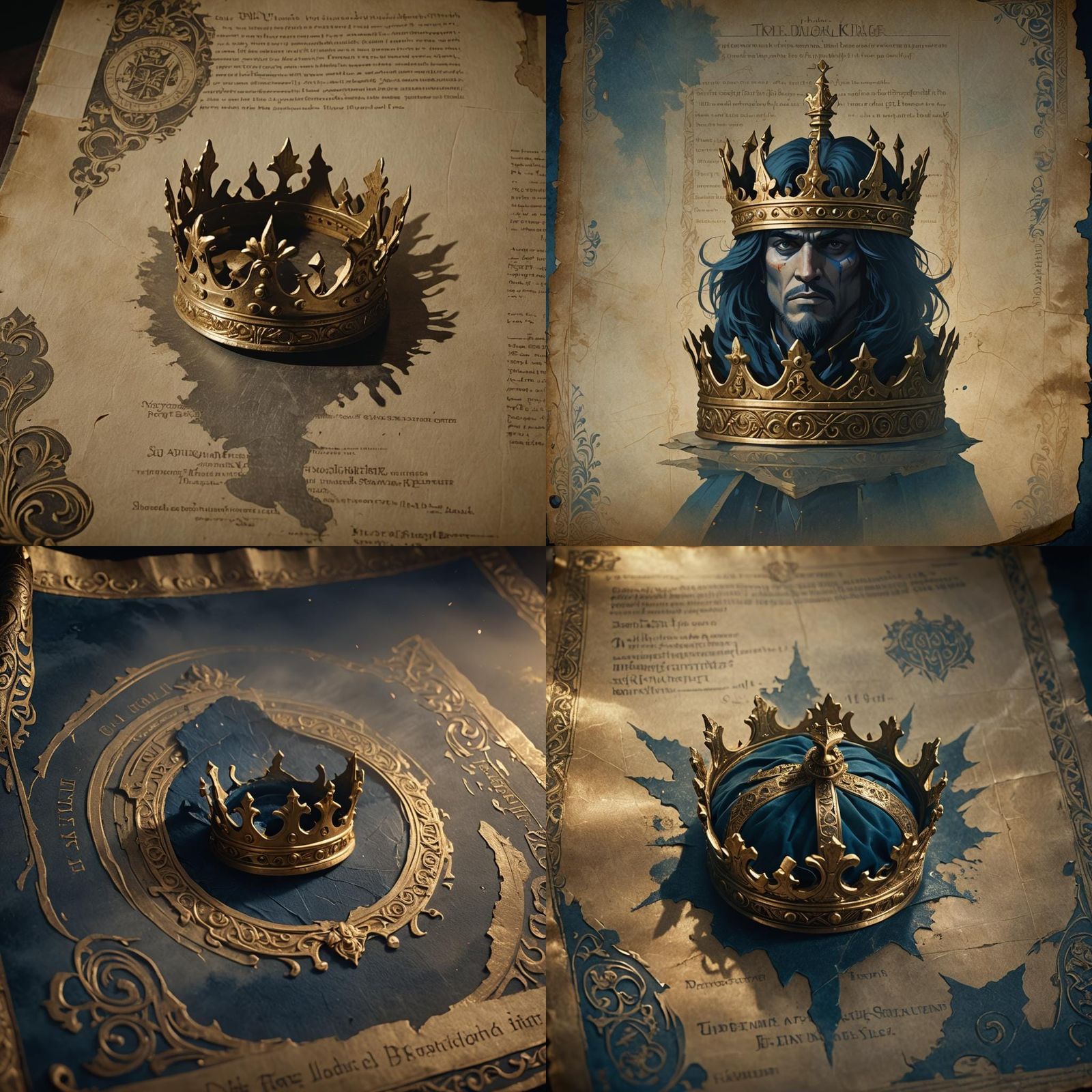 Golden Crown and Ancient Scroll: Cinematic Film Still